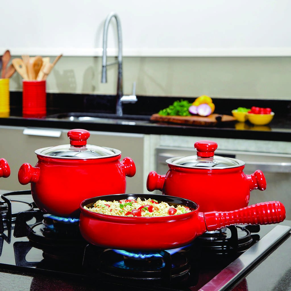 Chalmiere 赤 セットアップ Jogo De Panelas Em Cerâmica Ceraflame | Mundo Za