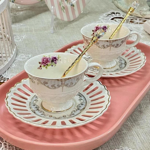 Conjunto De Xícaras Para Café Em Porcelana Mon Chéri Com 12 Peças