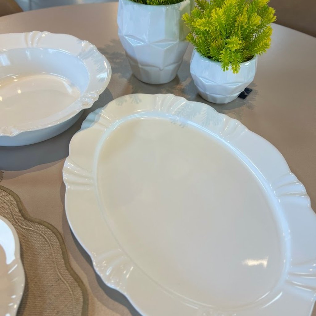 Travessa Oval Em Porcelana Soleil White 42x31cm Oxford
